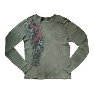 Affliction Green Long-Sleeve Top | Size 2XL